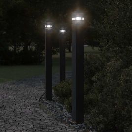 BAPARK Outdoor Floor Lamps with Sensors 3pcs 110 cm Aluminium - Black