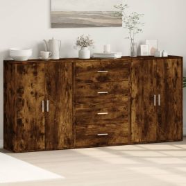 Sideboards 3 Pieces Smoked Oak 60x31x84 cm Engineered Wood