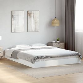 Bedframe White 160x200cm Engineered Wood
