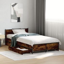 Bedframe with Drawers Smoked Oak 75x190cm Small Single
