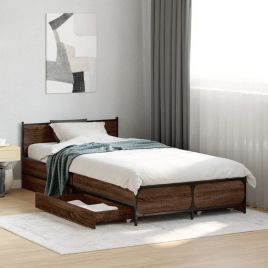 Bedframe with Drawers Brown Oak 75x190cm Small Single