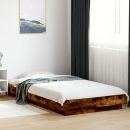 Bedframe with LED Lights Smoked Oak 90x200cm