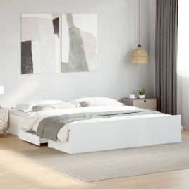 Bedframe with Drawers White 180x200cm Super King