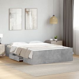 Bedframe with Drawers Concrete Grey 135x190cm Double