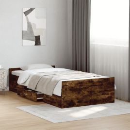 Bedframe with Drawers Smoked Oak 100x200cm