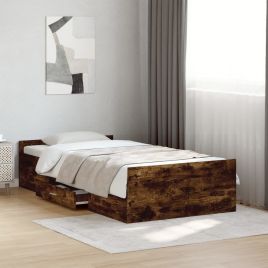 Bedframe with Drawers Smoked Oak 90x200cm