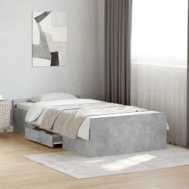 Bedframe with Drawers Concrete Grey 75x190cm Small Single