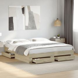Bedframe with Drawers 180x200cm Sonoma Oak Super King