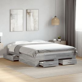 Bedframe with Drawers Grey Sonoma 120x200cm