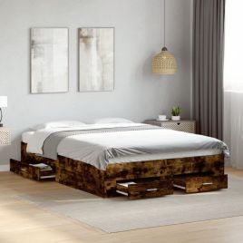 Bedframe with Drawers Smoked Oak 120x190cm Small Double