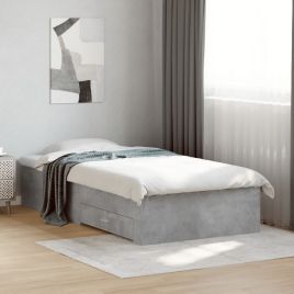 Bedframe with Drawers Concrete Grey 100x200cm