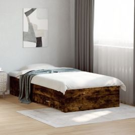 Bedframe with Drawers Smoked Oak 90x190cm Single
