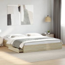 Bedframe with Drawers Sonoma Oak 200x200cm