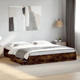 Bedframe with Drawers Smoked Oak 180x200cm Super King