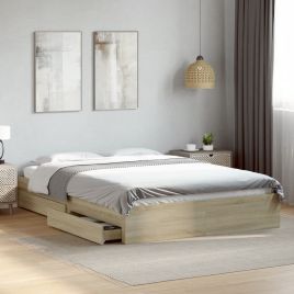 Bedframe with Drawers Sonoma Oak 160x200cm