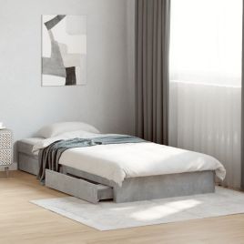 Bedframe with Drawers Concrete Grey 100x200cm