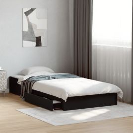Bedframe with Drawers Black 90x190cm Single