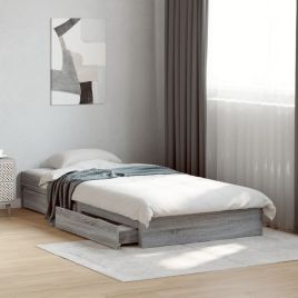 Bedframe with Drawers Grey Sonoma 90x190cm Single
