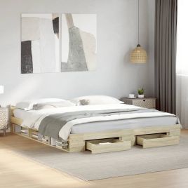 Bedframe with Drawers Sonoma Oak 200x200cm