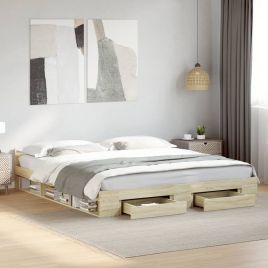 Bedframe with Drawers Sonoma Oak 180x200cm Super King