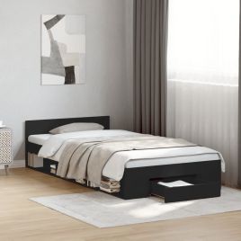 Bedframe with Drawer Black 90x190cm Single