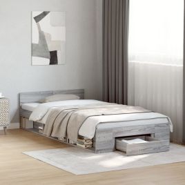Bedframe with Drawer Grey Sonoma 100x200cm