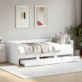 Daybed with Drawers White 90x190cm Single