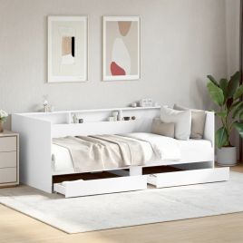 Daybed with Drawers White 90x190cm Single