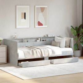 Daybed with 2 Drawers Concrete Grey 90x190cm Single