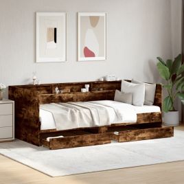 Daybed with Drawers Smoked Oak 90x190cm Single