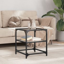 Coffee Table with Transparent Glass Top 40x40x45 cm Steel
