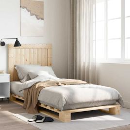 Bedframe with Headboard 90x200cm Solid Wood