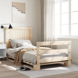 Bedframe with Headboard 100x200cm Solid Wood