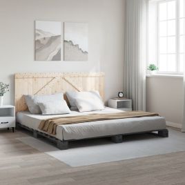 Bedframe Grey Solid Wood Pine 200x200cm