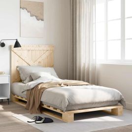 Bedframe with Headboard 90x200cm Solid Wood