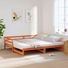 Daybed with Trundle Wax Brown 90x200cm Solid Wood
