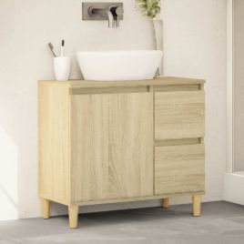Bathroom Cabinet Sonoma Oak 65x33x60 cm Engineered Wood - vid-847406