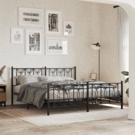 Metal Bedframe with Footboard Black 183x213cm