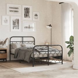 Metal Bedframe with Footboard Black 120x200cm