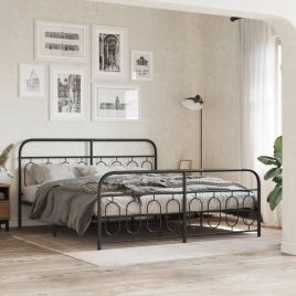 Metal Bedframe with Footboard Black 183x213cm