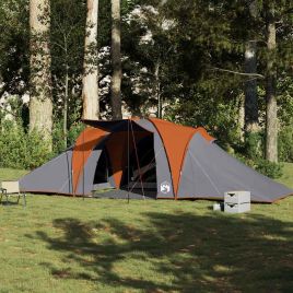 Family Tent Dome 6-Person Grey and Orange Waterproof