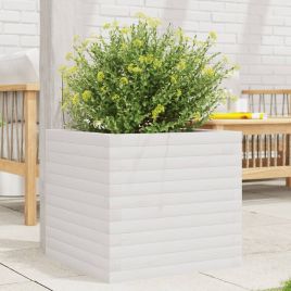 Garden Planter White 50x50x45.5 cm Solid Wood Pine