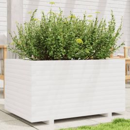 Garden Planter White 90x60x49.5 cm Solid Wood Pine
