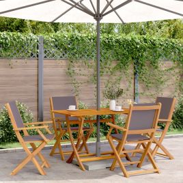 5 Piece Garden Dining Set Anthracite Fabric and Solid Wood