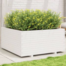 Garden Planter White 100x100x49.5 cm Solid Wood Pine