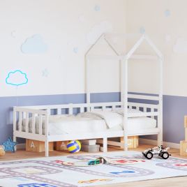 Daybed with Roof White 80x200cm Solid Wood