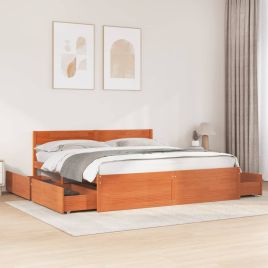 Bedframe Wax Brown 180x200cm Super King Solid Wood Pine