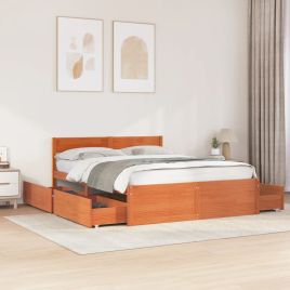 Bedframe Wax Brown 160x200cm Solid Wood Pine