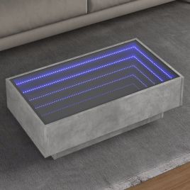 Coffee Table with LED Concrete Grey 90x50x30 cm Engineered Wood