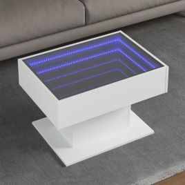 Coffee Table with LED White 70x50x45 cm Engineered Wood